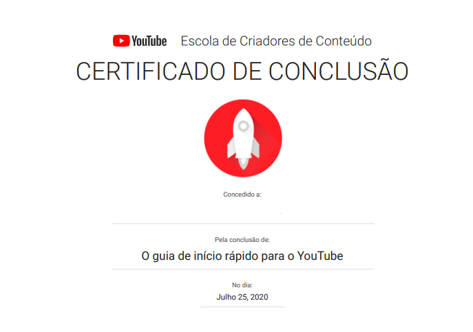 certificado YouTube certificação youtuber