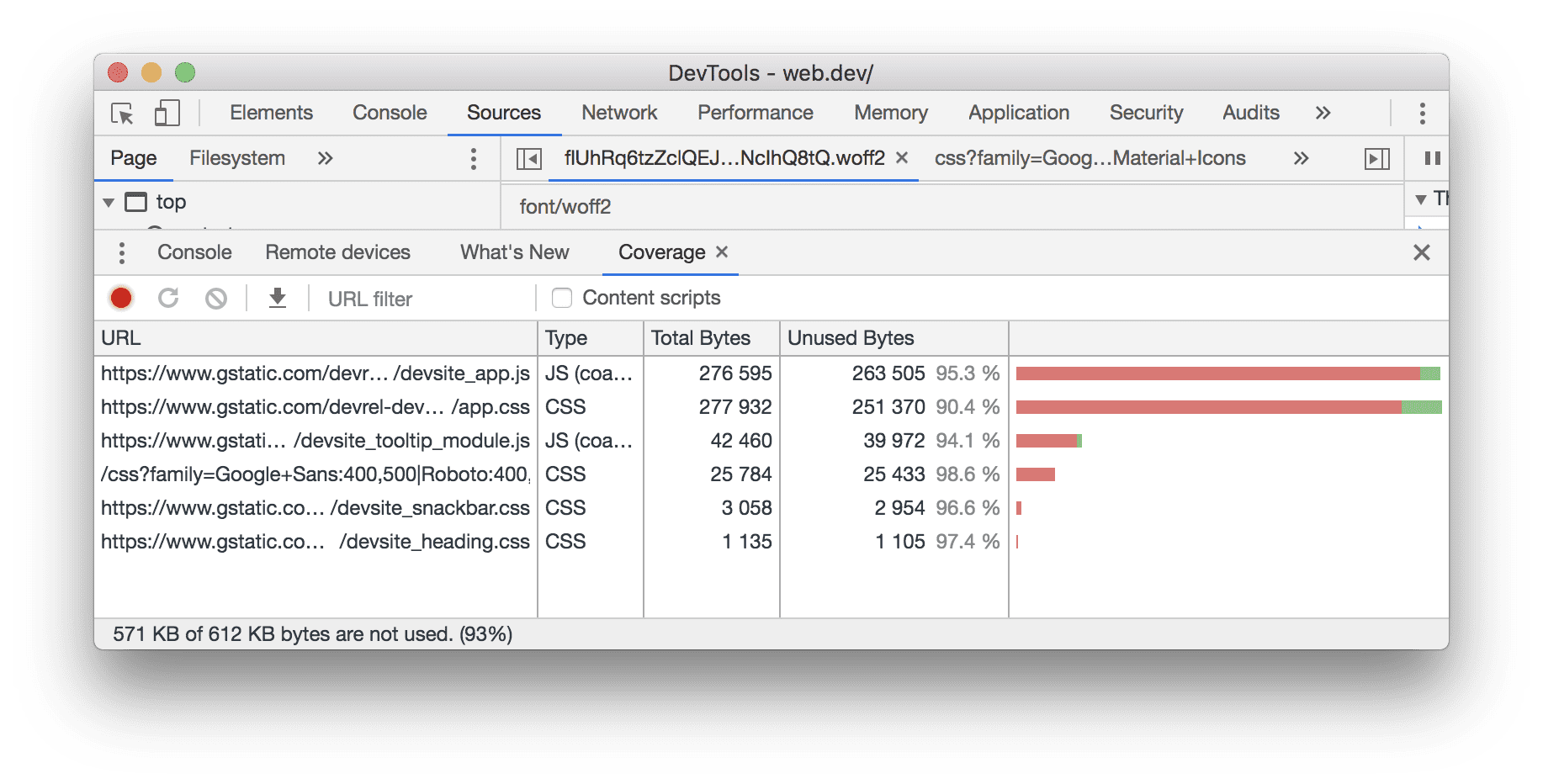 chrome devtools guia cobertura